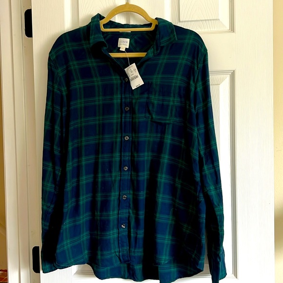 J. Crew Tops Jcrew Long Sleeve Flannel Black Watch Plaid Shirt